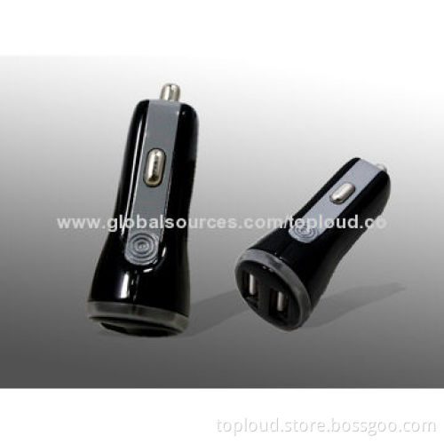 2.1A Car Chargers, USB or DC Connector, 12-24V DC, 5V/2.1A, Suitable for iPhoneNew